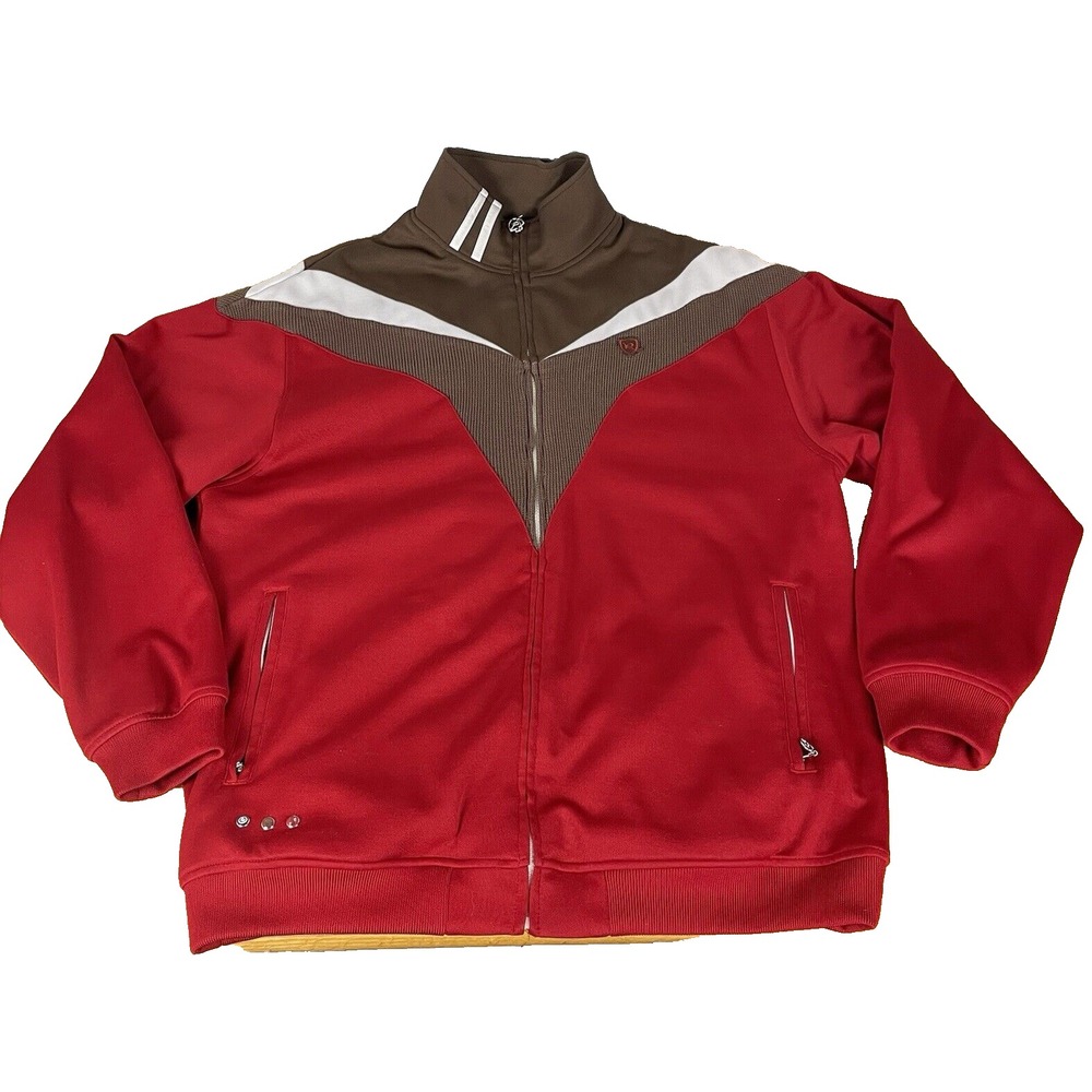 Rocawear Reversible Track Jacket Mens Large Red Brown‎ Colorblock Y2K Hip Hop L